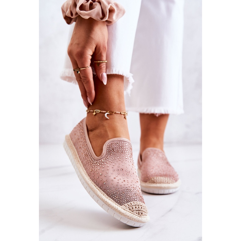 PG1 Espadrilles Textile Femme Avec Cubic Zirconia Rose Deimos 1