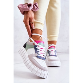 PS1 Chaussures Sport Cuir Femme, Florentine Blanc-Gris vert 2