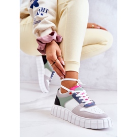PS1 Chaussures Sport Cuir Femme, Florentine Blanc-Gris vert 1