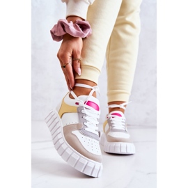 PS1 Chaussures de sport en cuir pour femmes en blanc et beige Florentine blanche jaune 1