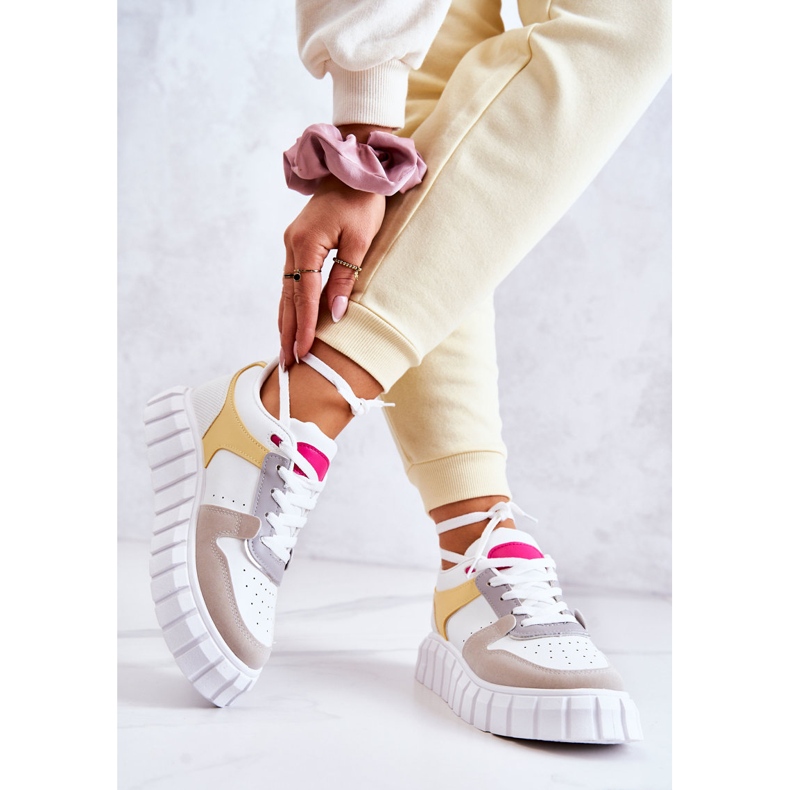 PS1 Chaussures de sport en cuir pour femmes en blanc et beige Florentine jaune 2