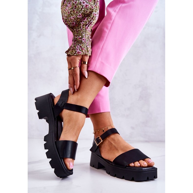 PS1 Sandales En Cuir Sur Le Talon Noir Sovie le noir 2