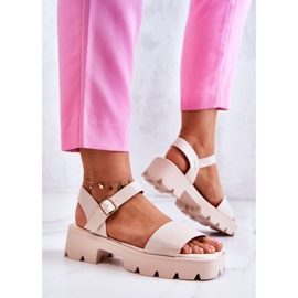 PS1 Sandales En Cuir Sur Haut Talon Beige Sovie 2