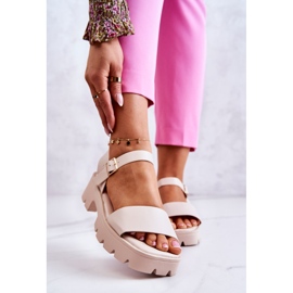 PS1 Sandales En Cuir Sur Haut Talon Beige Sovie 1