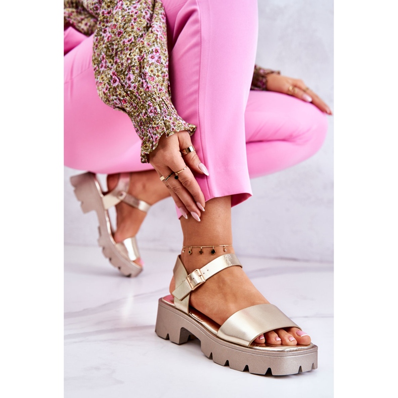 PS1 Sandales à talons hauts en cuir Golden Sovie doré 1