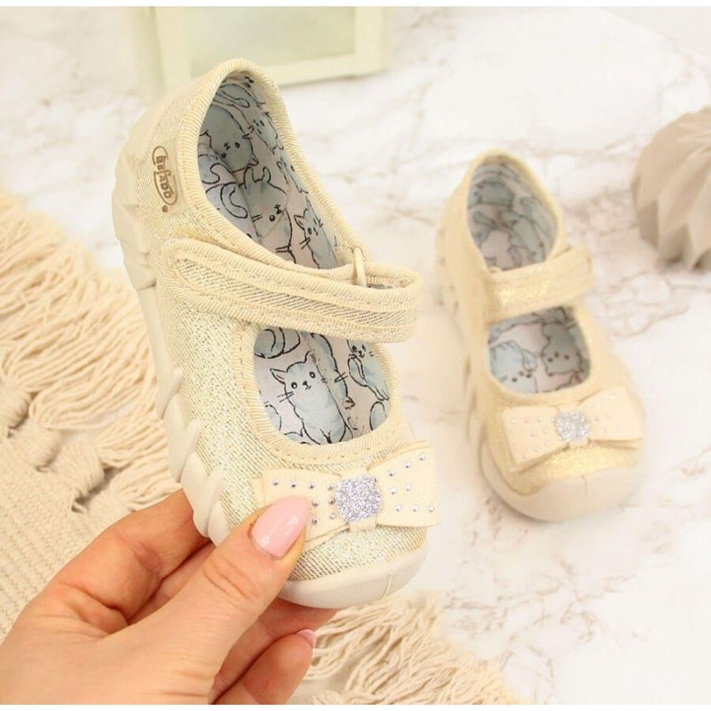 Ballerines Filles Chaussons Avec Velcro Beige Befado 1