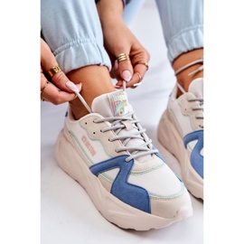 Baskets Femme Memory Foam Big Star JJ274600 Beige-Bleu blanche 1