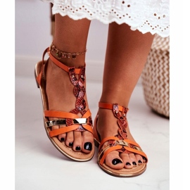 Sandales élégantes pour femmes écarts de serpent orange 3 Sandales élégantes pour femmes écarts de serpent orange 3