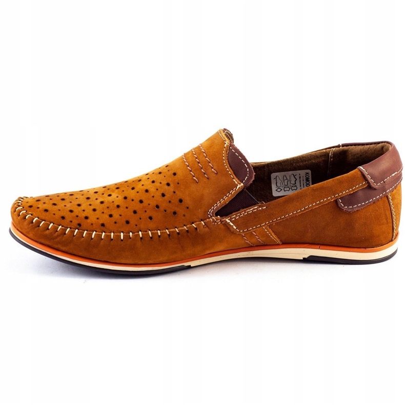 KOMODO Chaussures homme mocassins 876 camel d'été brun orange 1