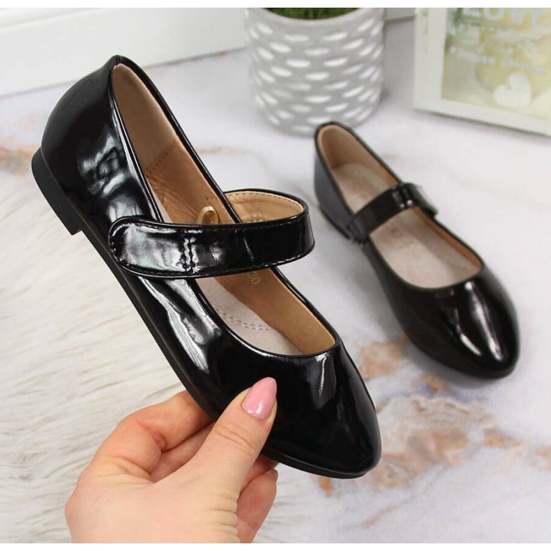 Ballerines Velcro Laquées Noires Jr Potocki le noir 1