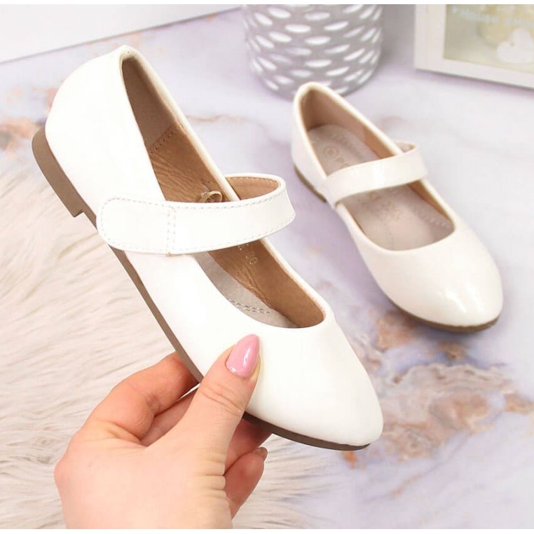 Ballerines Fille Avec Velcro Communion Blanc Potocki blanche 1