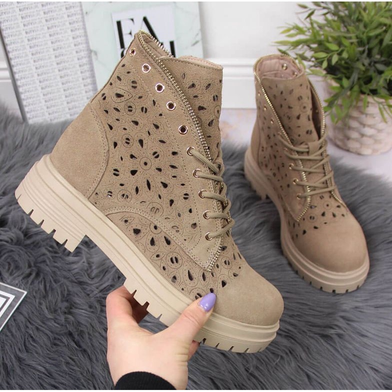 Bottes De Printemps En Cuir Ajouré Beige In Filippo 1