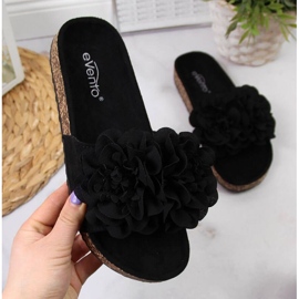Chaussons Noirs Avec Fleurs In eVento le noir 1