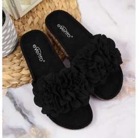 Chaussons Noirs Avec Fleurs In eVento le noir 3