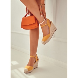FW1 Espadrilles Femme Sur Plateforme Tressée Jaune Canillo 1