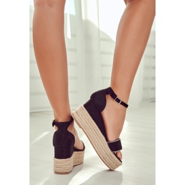 FW1 Sandales Compensées Femme Avec Cubic Zirconia Noir Linette 2