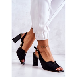 S.Barski Sandales Fiorine Noires En Daim Sur Une Barre 2