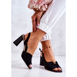 S.Barski Sandales Fiorine Noires En Daim Sur Une Barre le noir 3