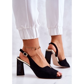 S.Barski Sandales Fiorine Noires En Daim Sur Une Barre le noir 4