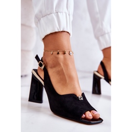 S.Barski Sandales Fiorine Noires En Daim Sur Une Barre le noir 7