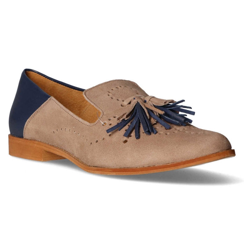 Mocassins Filippo 04484-04 / 00-5 Daim Beige + Bleu Marine 1