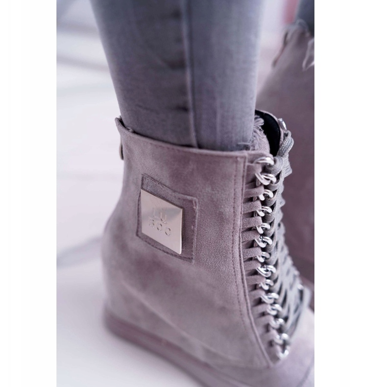 Baskets Femme Lu Boo Avec Chaînes Daim Gris Monica 3