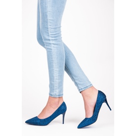 Qinba Escarpins à paillettes bleu 1