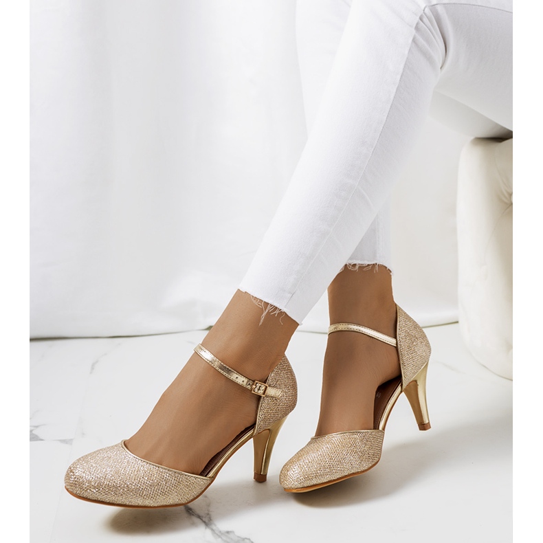 BM Escarpins Rosetown or brillant d'or 1