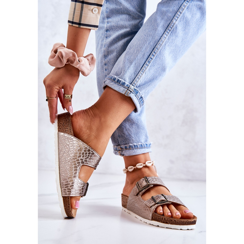 Chaussons Femme Boucles Inblu NM000027 Argent beige 2