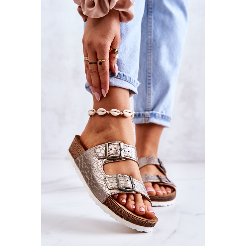 Chaussons Femme Boucles Inblu NM000027 Argent beige 1