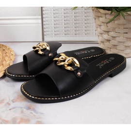 Chaussons noirs avec chaîne W S. Barski le noir 2 Chaussons noirs avec chaîne W S. Barski le noir 2