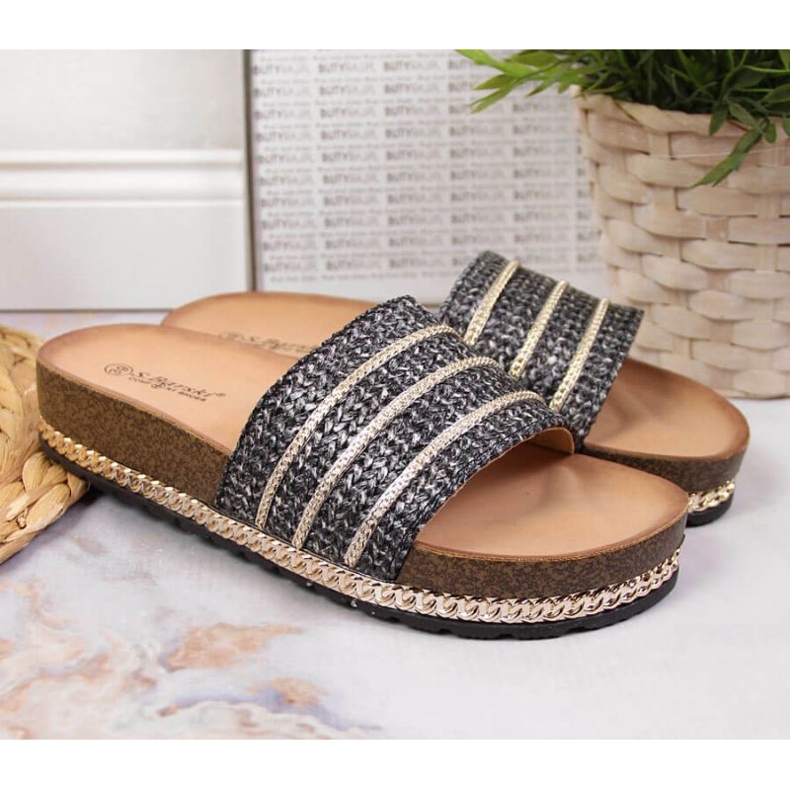 Chaussons compensés noirs W S. Barski 2