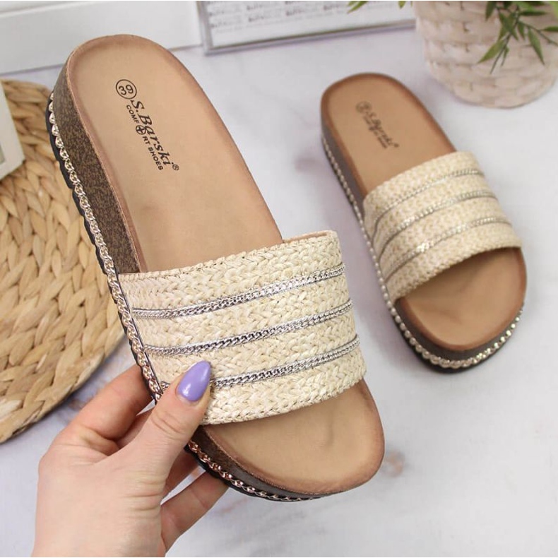 Chaussons compensés beiges W S. Barski 1