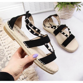Sandales espadrilles noires avec perles W S.Barski le noir 1