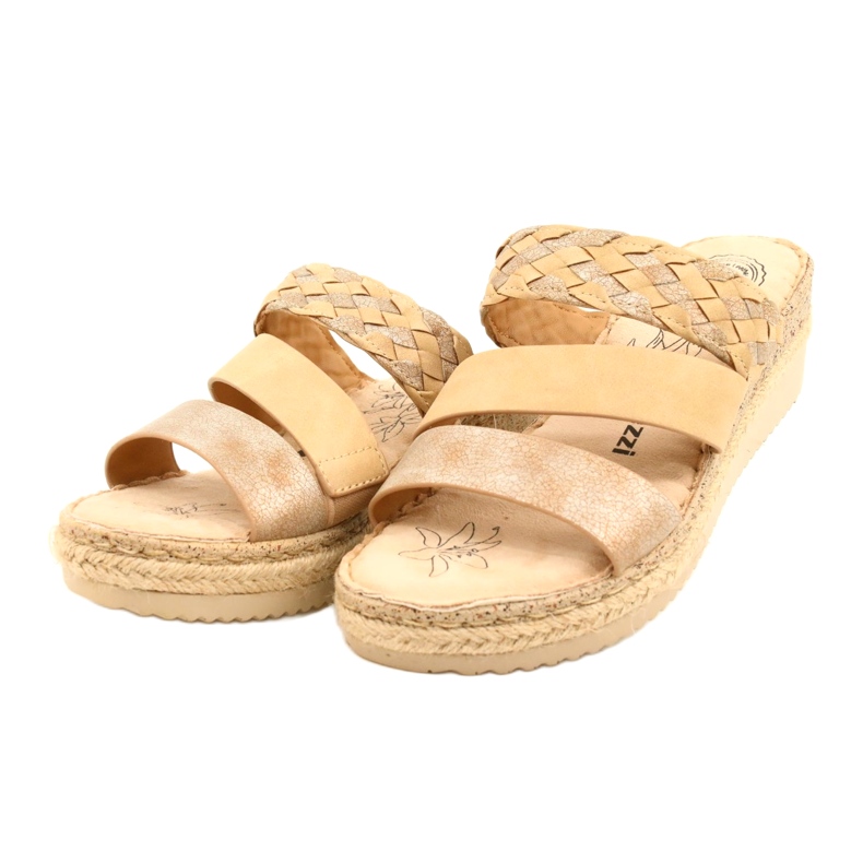 Les tongs des femmes avec une tresse de coin Jezzi 22SD98-4566 beige 2