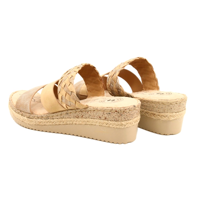 Les tongs des femmes avec une tresse de coin Jezzi 22SD98-4566 beige 5