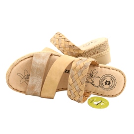 Les tongs des femmes avec une tresse de coin Jezzi 22SD98-4566 beige 4
