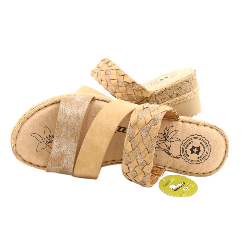 Les tongs des femmes avec une tresse de coin Jezzi 22SD98-4566 beige 4