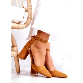 FB2 Escarpins sur une barre attachés Camel Lettice brun jaune 4