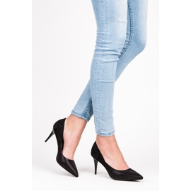 Qinba Talons hauts en daim le noir 7