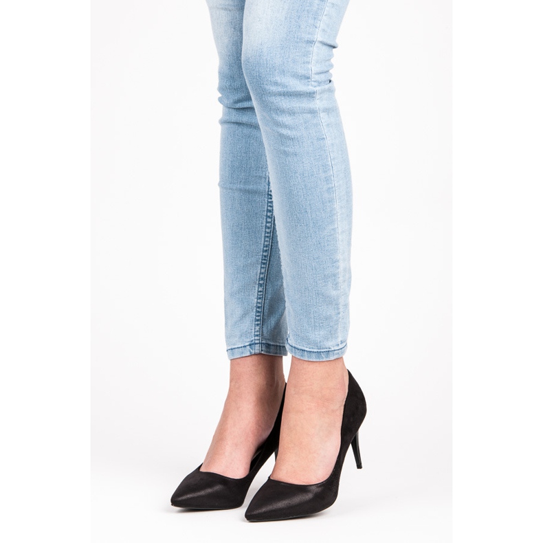 Qinba Talons hauts en daim le noir 1