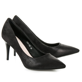 Qinba Talons hauts en daim le noir 5