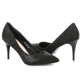 Qinba Talons hauts en daim le noir 6