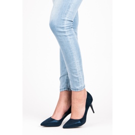 Qinba Talons hauts en daim bleu marin multicolore 1