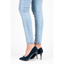 Qinba Talons hauts en daim bleu marin multicolore 2