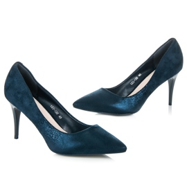 Qinba Talons hauts en daim bleu marin multicolore 6