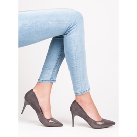Qinba Talons hauts en daim gris 1