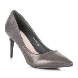 Qinba Talons hauts en daim gris 2