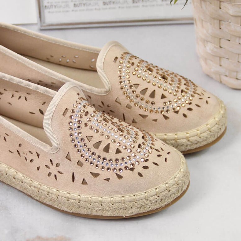 Espadrilles ajourées avec zircons cubiques en beige W S. Barski 2