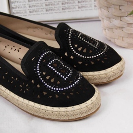 Espadrilles noires ajourées avec zircons cubiques par S. Bararski 1